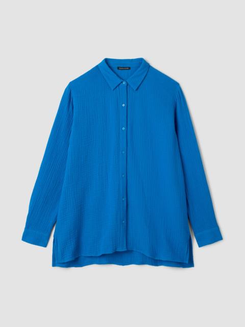 EILEEN FISHER Organic Cotton Lofty Gauze Classic Collar Shirt