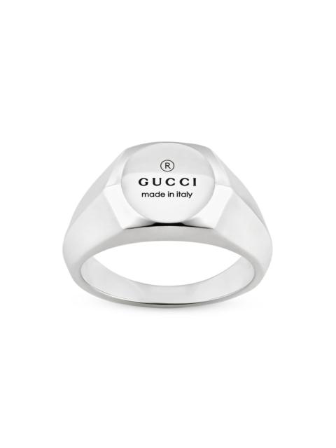 GUCCI Men's Sterling Silver Trademark Thin Ring - Silver