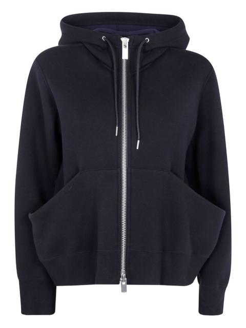 sacai Sponge zip-front kangaroo-pocket hoodie