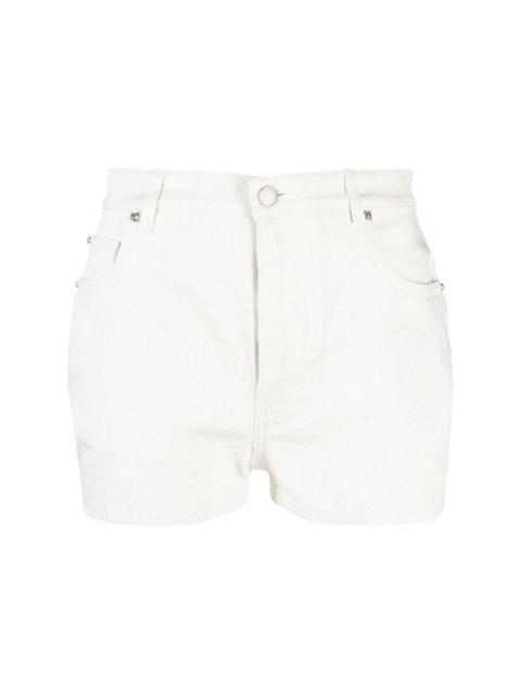 paisley-print denim shorts