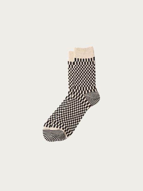 ROTOTO® Checkerboard Pattern Socks - Black