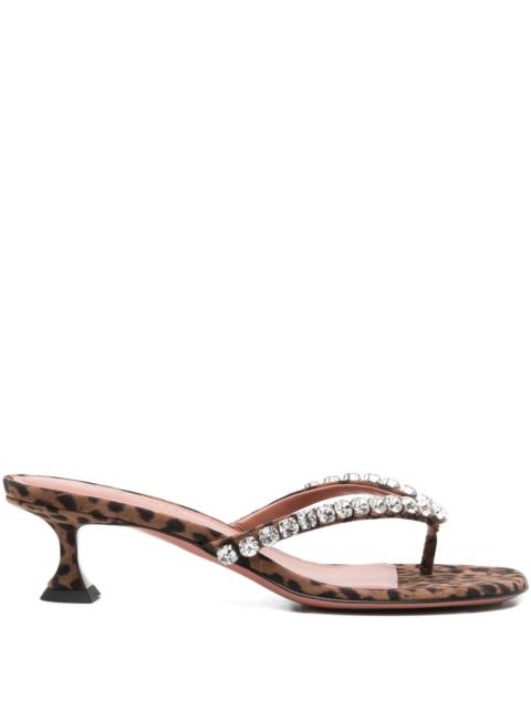 Amina Muaddi Amina Muaddi 45mm Leopard-printed Crystal-detail Sandals