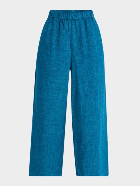 EILEEN FISHER Cropped Wide-Leg Organic Linen Pants