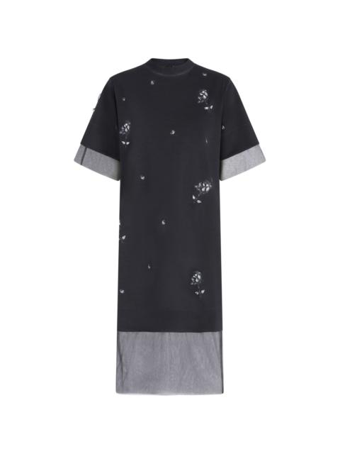 mesh panel T-shirt dress