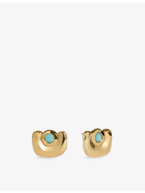 MONICA VINADER Amaia Gemstone 18ct Yellow-Gold Vermeil And Amazonite Stud Earrings