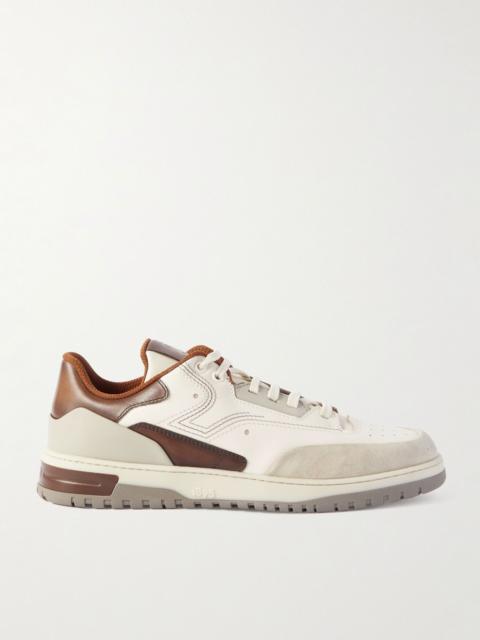 Berluti Playoff Suede-Trimmed Leather Sneakers Off-white
