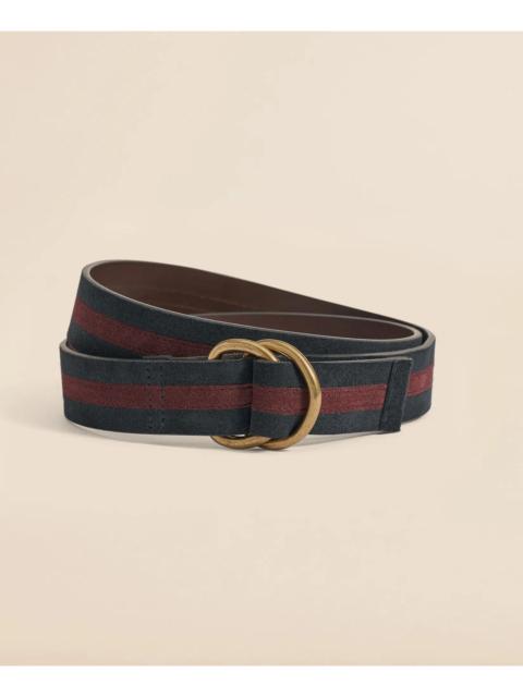 Brooks Brothers Suede Stripe D-Ring Belt
