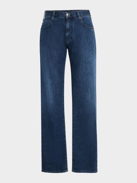 EMPORIO ARMANI Men's Washed Denim Five-Pocket Pants