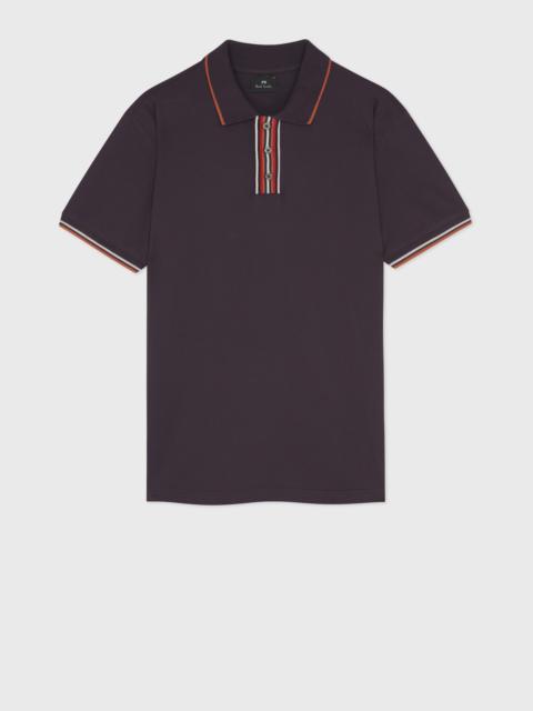Paul Smith Purple Polo Shirt With Stripe Tipping