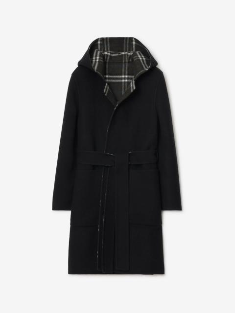 Reversible Wool Hooded Wrap Coat
