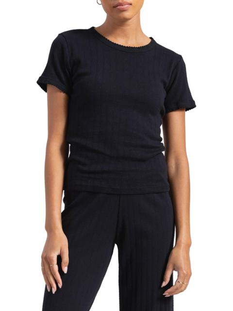 LESET Women's Pointelle Crewneck T-Shirt - Black