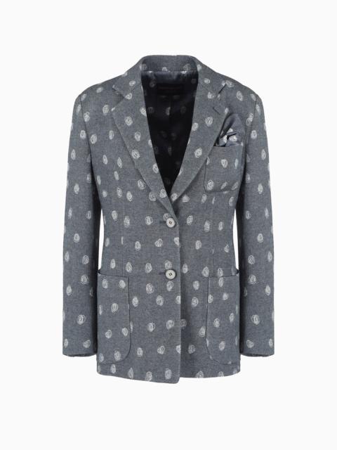 Icon single-breasted blazer in a virgin wool blend with an all-over polka-dot pattern