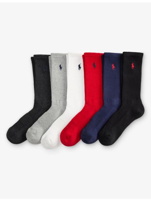 Polo Ralph Lauren Logo-Embroidered Ribbed Cotton-Blend Sports Socks Pack of Six