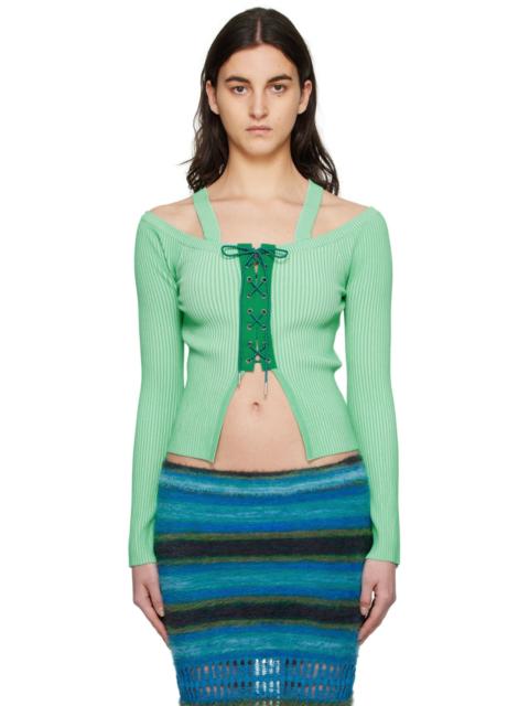 Andersson Bell Green Lace-Up Top