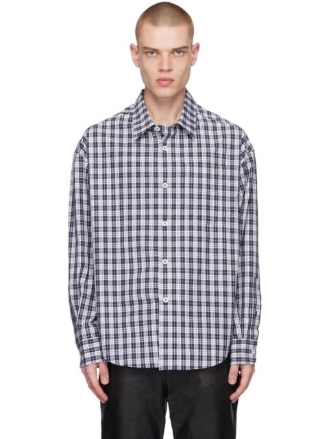 AMI Paris White & Navy Check Shirt