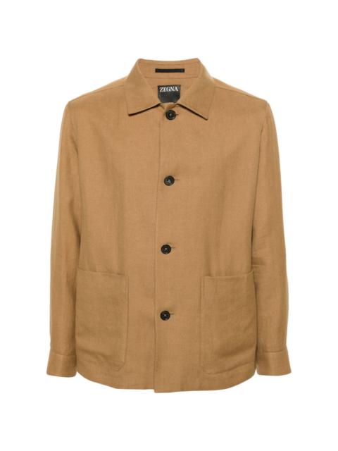 linen blend shirt jacket