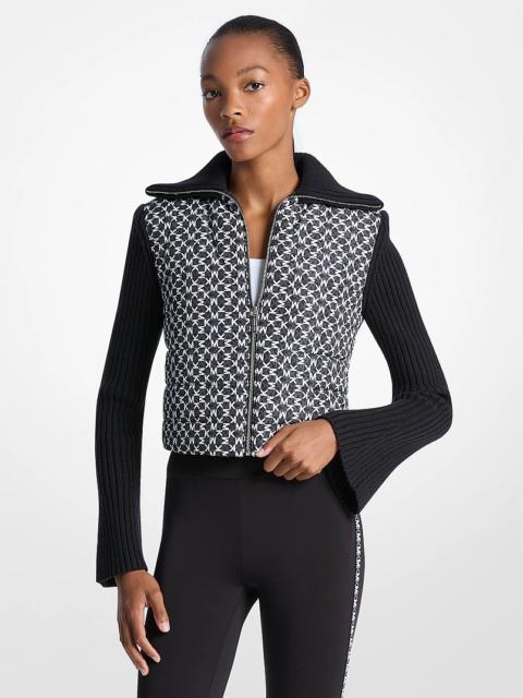 MICHAEL KORS Quilted Graphic Logo and Knit Jacket