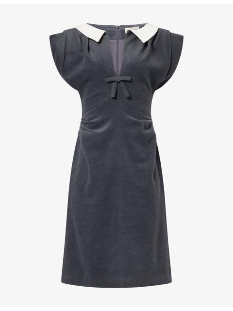 SHUSHU/TONG V-Neck Structured Wool-Blend Midi Dress