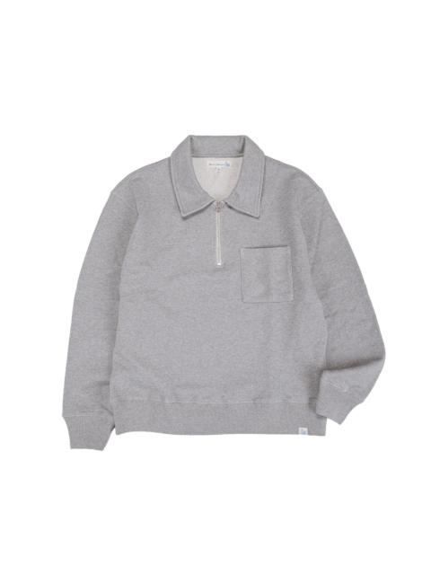 Merz b. Schwanen ZIP03 Authentic Fleece Polo Collared Half-Zip Cotton Sweatshirt Grey