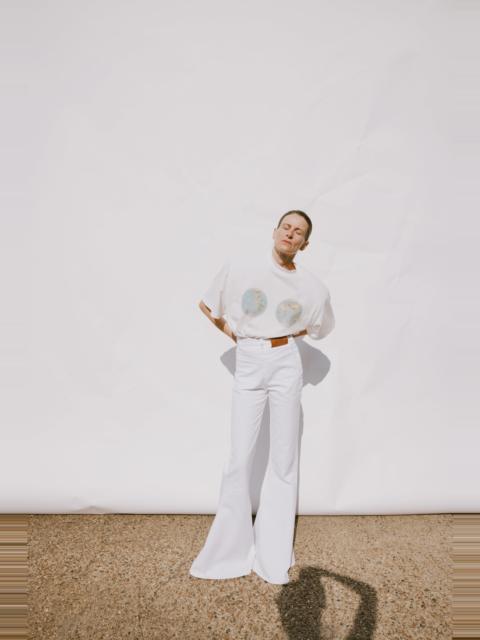 A.W.A.K.E. MODE FLARED MIRROR JEANS WHITE