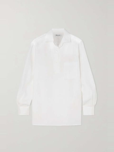 Loro Piana Appliquéd linen shirt