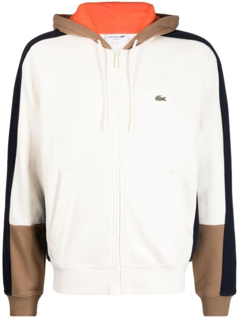 LACOSTE logo-embroidered colour-block hooded jacket
