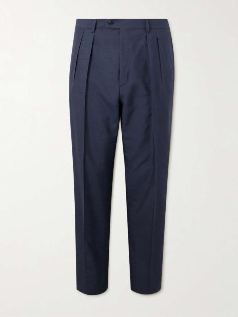 Brioni Ischia Straight-Leg Pleated Silk Suit Trousers