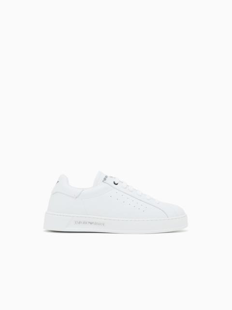 EMPORIO ARMANI LEATHER SNEAKERS WITH LOGO