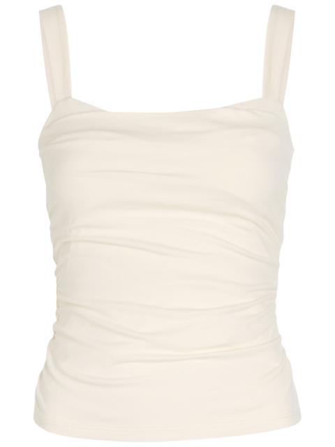 Reformation Reformation Trish Ruched Stretch-cotton top