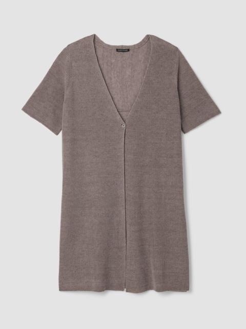 EILEEN FISHER Organic Linen Délavé V-Neck Long Cardigan