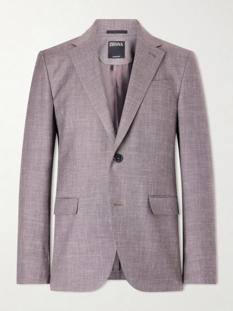 ZEGNA Prince of Wales Checked Wool, Silk and Linen-Blend Suit Jacket
