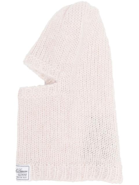 Raf Simons knitted logo-patch balaclava hat