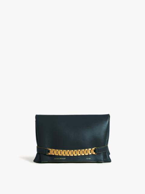Victoria Beckham Chain Pouch Bag In Petrol Blue Leather