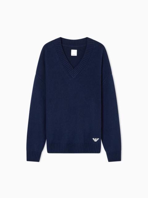 EMPORIO ARMANI NEW YORK CAPSULE COLLECTION WOOL-BLEND V-NECK JUMPER