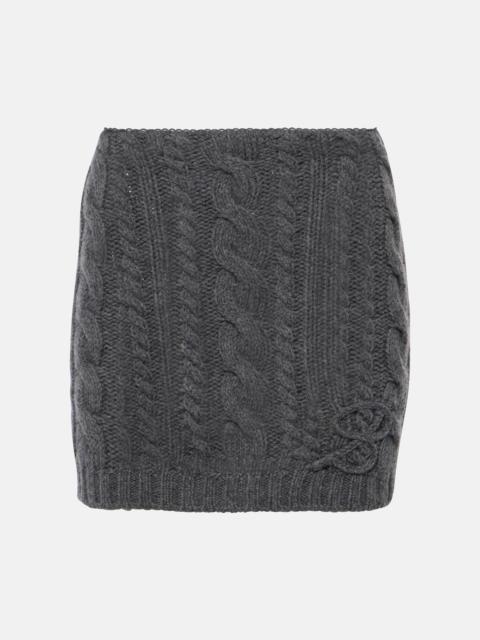 Blumarine Cable-knit wool and cashmere miniskirt