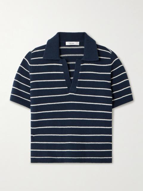 FRAME The Striped Easy Cotton-blend Polo Shirt