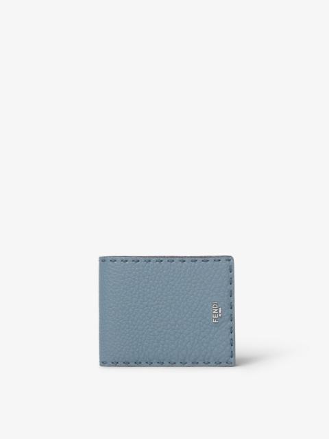 FENDI Selleria Wallet Mercury blue and dark gray Selleria bi-fold wallet with 132 hand-sewn stitches