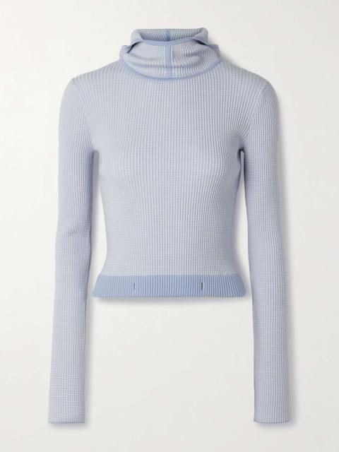 Speed Skate ribbed striped merino wool-blend hoodie