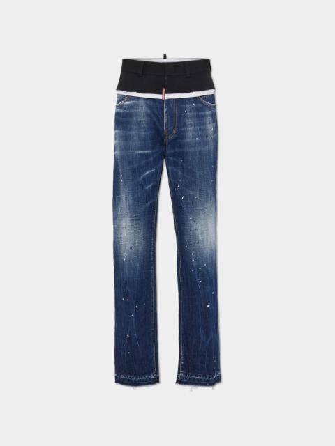 DSQUARED2 MEDIUM WHITE & BLUE SPOTS LOOSE JEANS