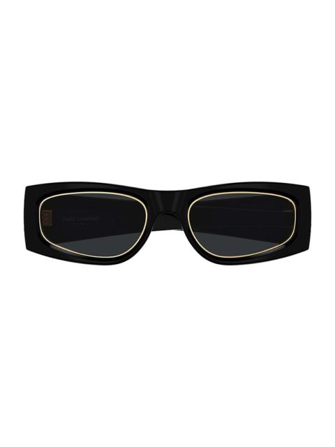 SAINT LAURENT Saint Laurent SLM140RIM001 Gold-Trim Frame Sunglasses — Black
