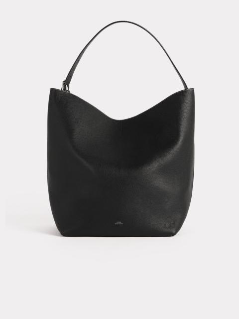 Belted tote black grain