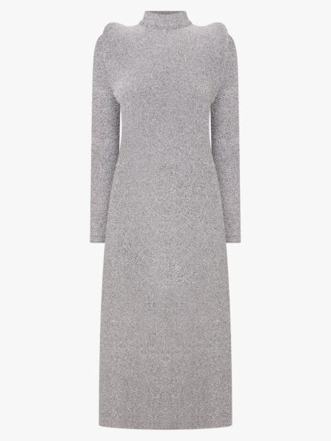 MELITTA BAUMEISTER CIRCLE SHOULDER GLITTER DRESS | SILVER