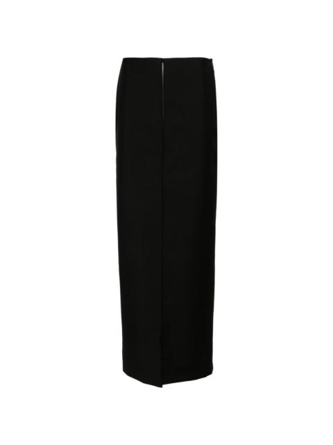 front-slit wool-blend maxi skirt