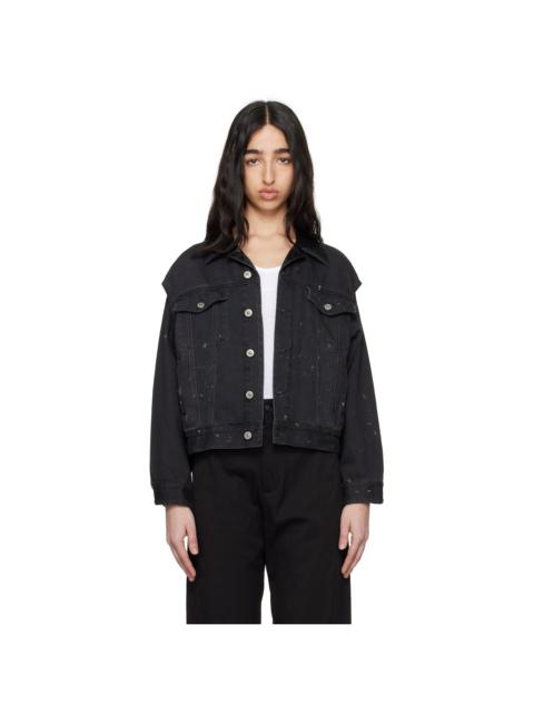 MM6 Maison Margiela Black Splatter Effect Denim Jacket