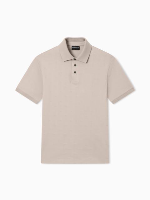EMPORIO ARMANI SLIM-FIT JERSEY POLO SHIRT WITH ALL-OVER JACQUARD EAGLE