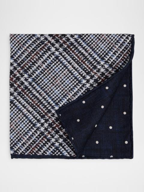 Brunello Cucinelli Men's Tartan Check Silk Pocket Square