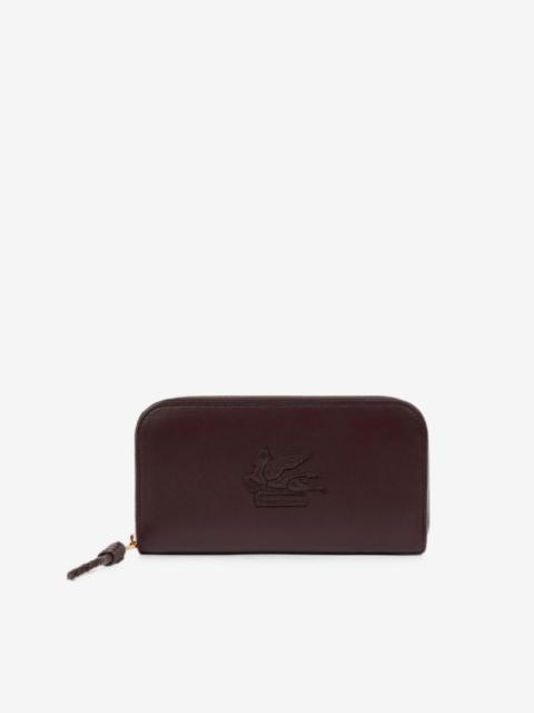 Etro Libra zip-around leather wallet with Pegaso