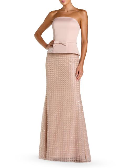 MAC DUGGAL Women's Sequined Satin Column Gown - Blush