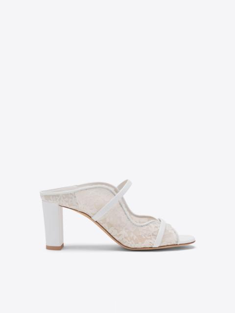 MALONE SOULIERS Norah 70 White Lace Heeled Sandals