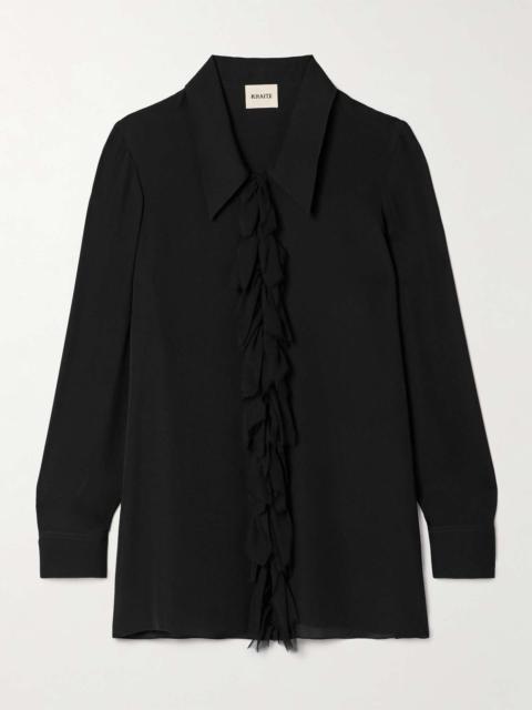 Luka frayed ruffled silk crepe de chine shirt